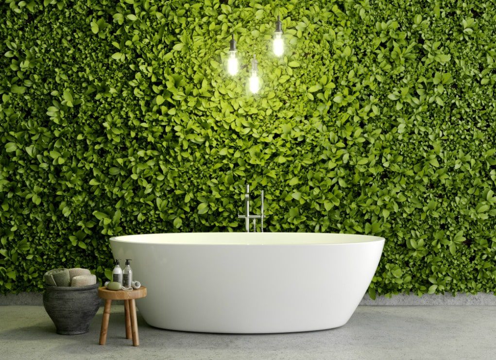 Ideas for artificial grass walls in the bathroom